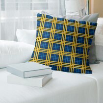 Navy blue plaid throw hot sale pillows